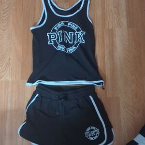 PINK Black Tank Top and Shorts Set